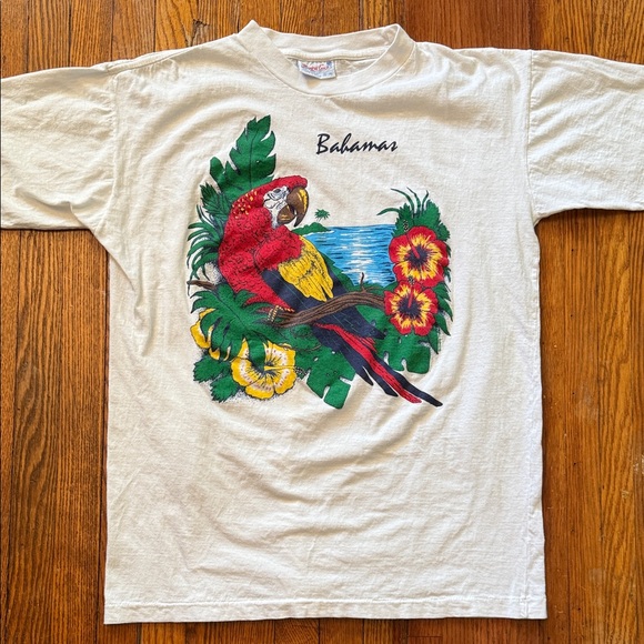 90’s Bahamas Parrot Single Stitch Vintage T-Shirt - Picture 1 of 8